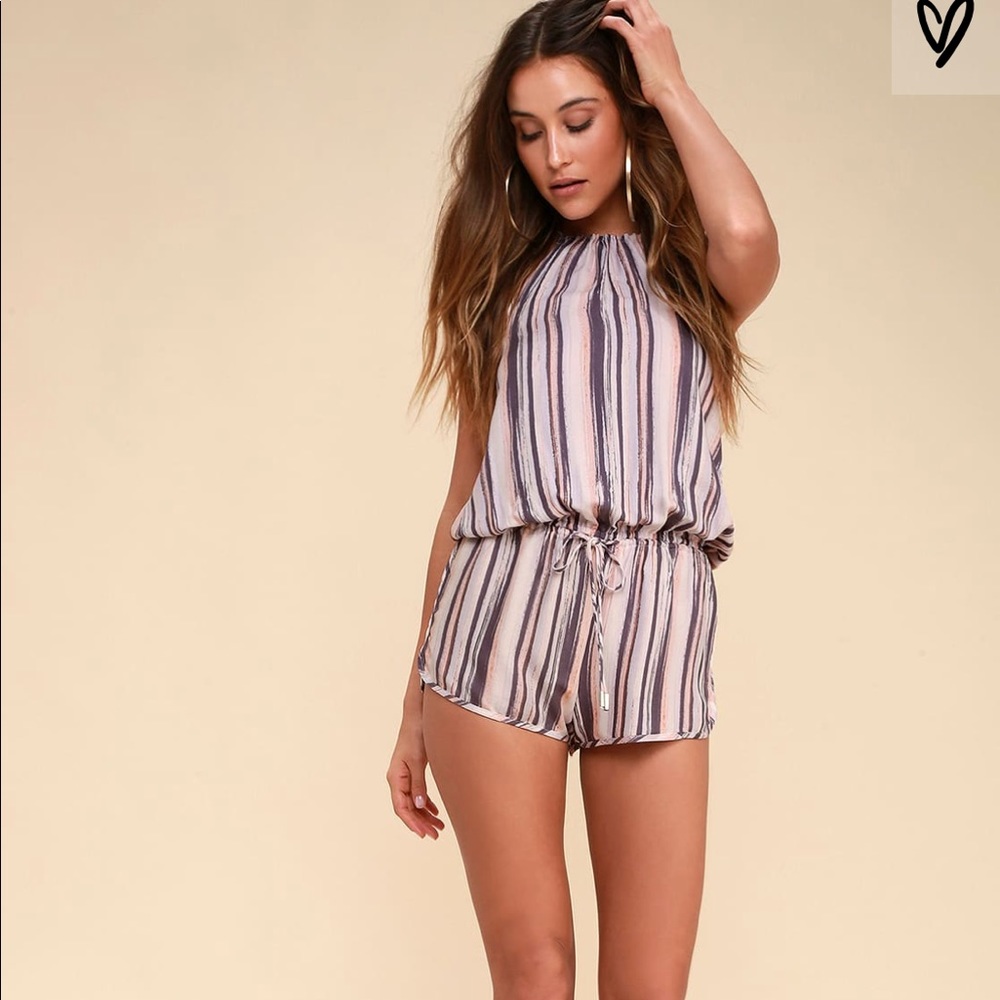 BEACH BOUND BLUSH PRINT HALTER ROMPER